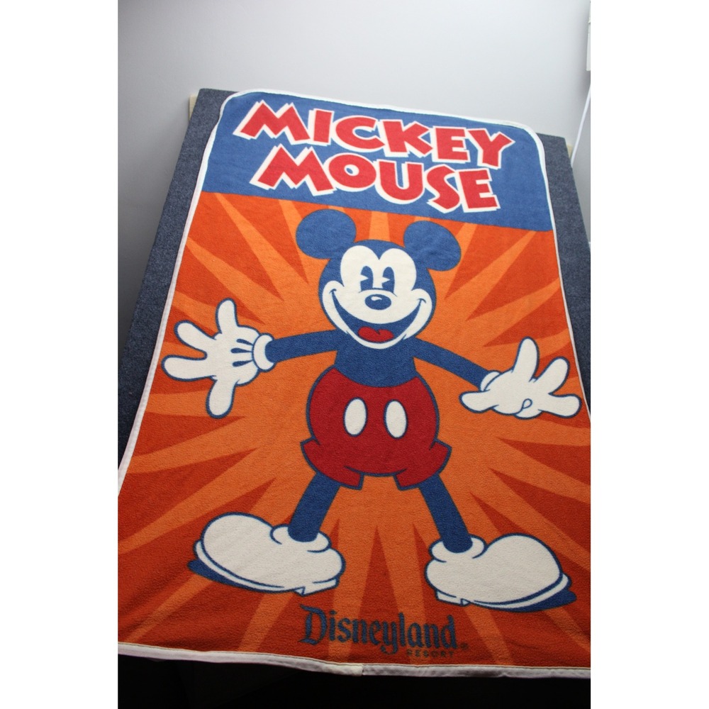 Disney Parks Mickey Mouse Disneyland Resort Fleece Throw Blanket Orange Retro